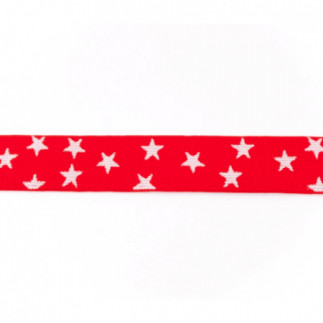 Elastic ribbon - 25mm stars red