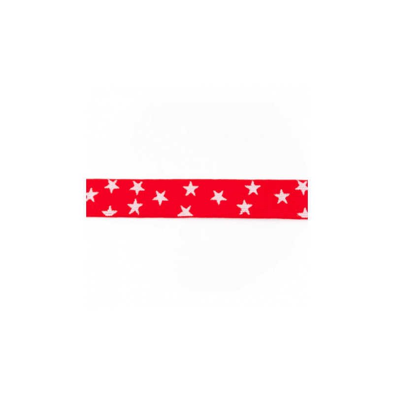 Elastic ribbon - 25mm stars red