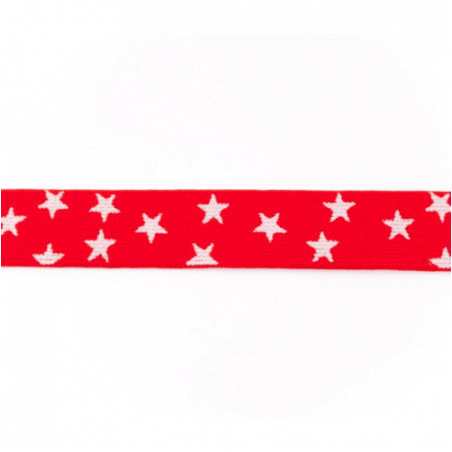 Elastic ribbon - 25mm stars red