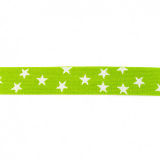 Elastic ribbon - 25mm stars lime