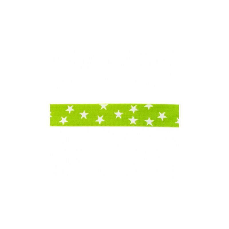 Elastic band - 25mm stars lime
