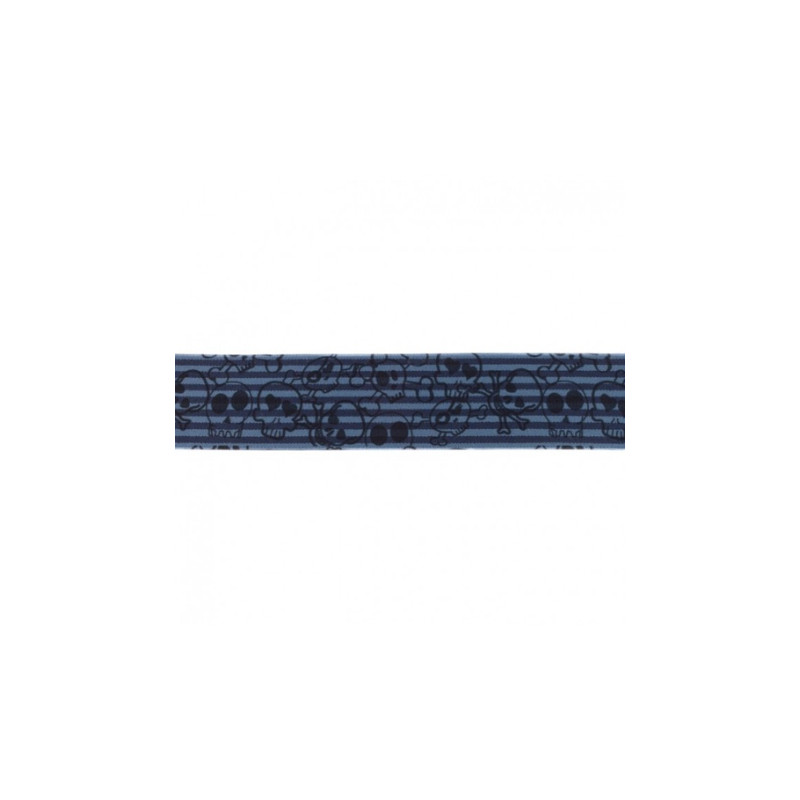 Elastic band 40mm multi-stripe skull denim