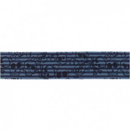 Bande élastique 40 mm multi-rayures tête de mort denim