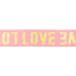 Élastique 40 mm Love rose / or