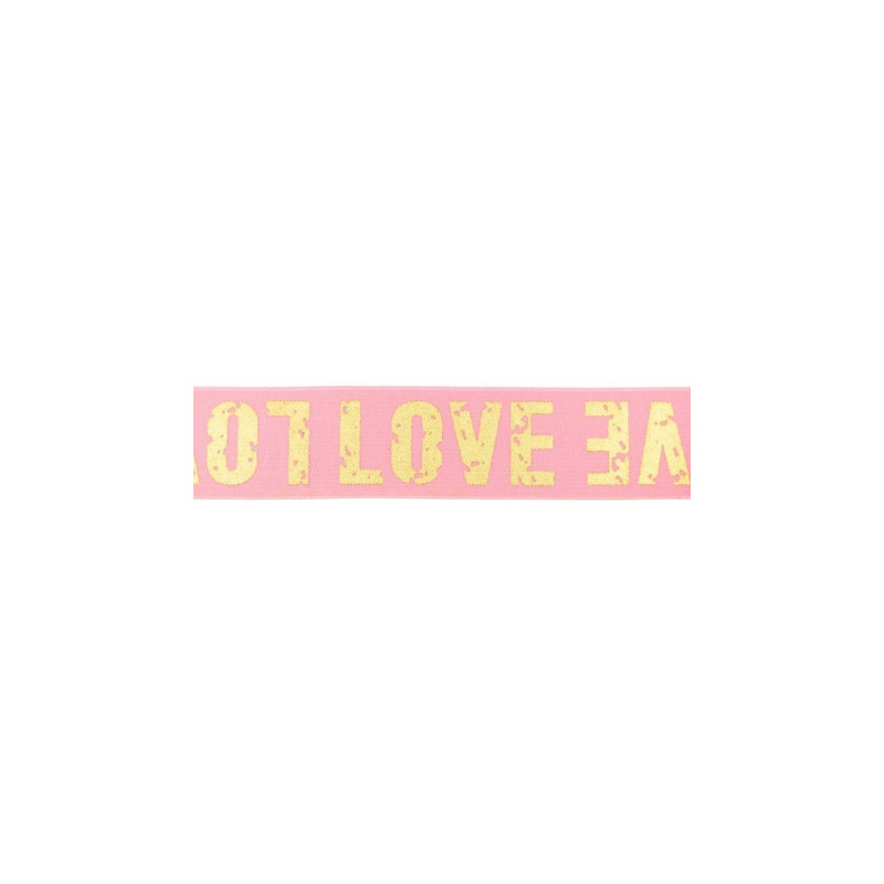 Elastic band 40mm Love pink / gold