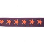 Bande élastique avec étoiles 40 mm orange sur gris foncé