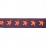 Elastic ribbon with stars 40mm orange on dark grey