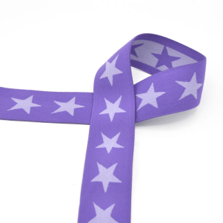 Elastic band with stars 40mm lilac on purple (qt)