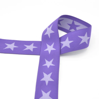 Elastic ribbon with stars 40mm purple (qt)