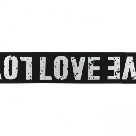 Elastic band 40mm Love black/silver
