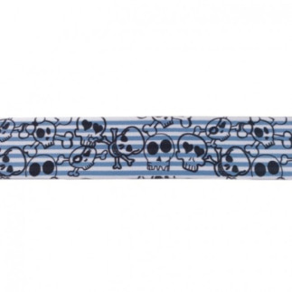 Elastic band 40mm multi-stripe skull light blue