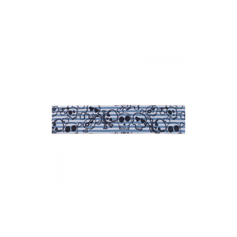 Elastic band 40mm multi-stripe skull light blue