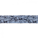 Bande élastique 40 mm multi-rayures tête de mort bleu clair