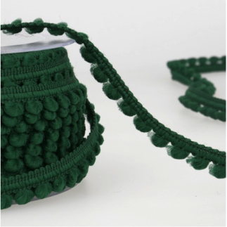 Galon à pompons - 6 mm vert bouteille (st67)