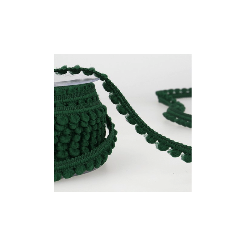 Galon à pompons - 6 mm vert bouteille (st67)