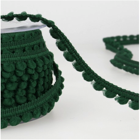 Galon à pompons - 6 mm vert bouteille (st67)