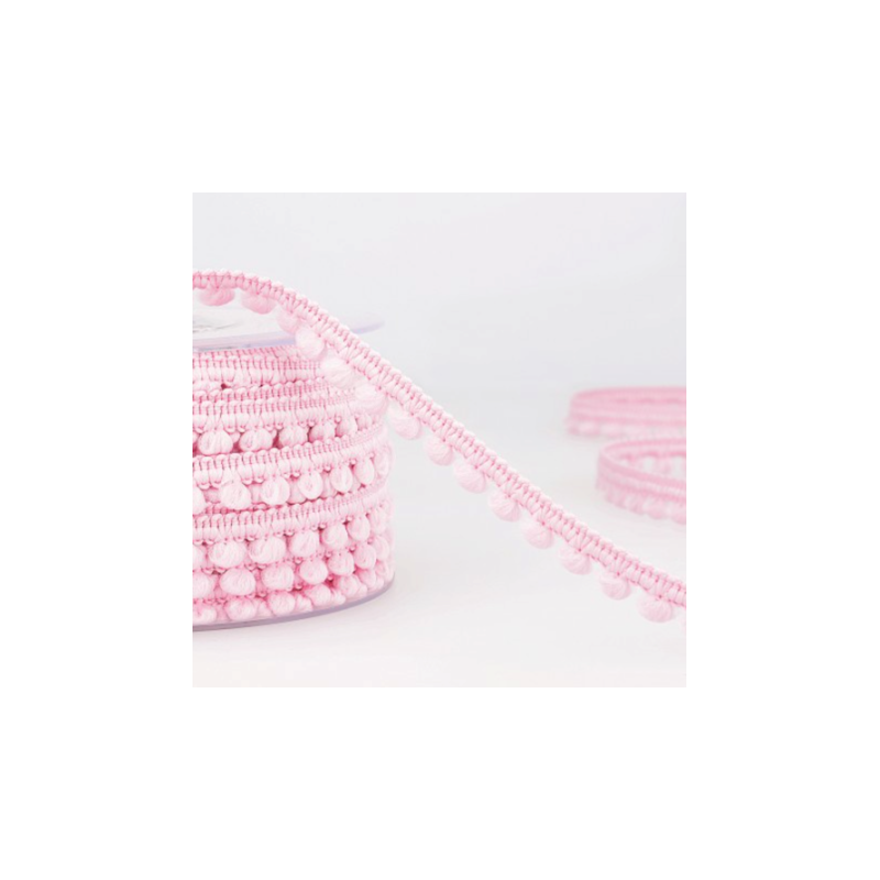 Pompom trim - 6mm pink (st)