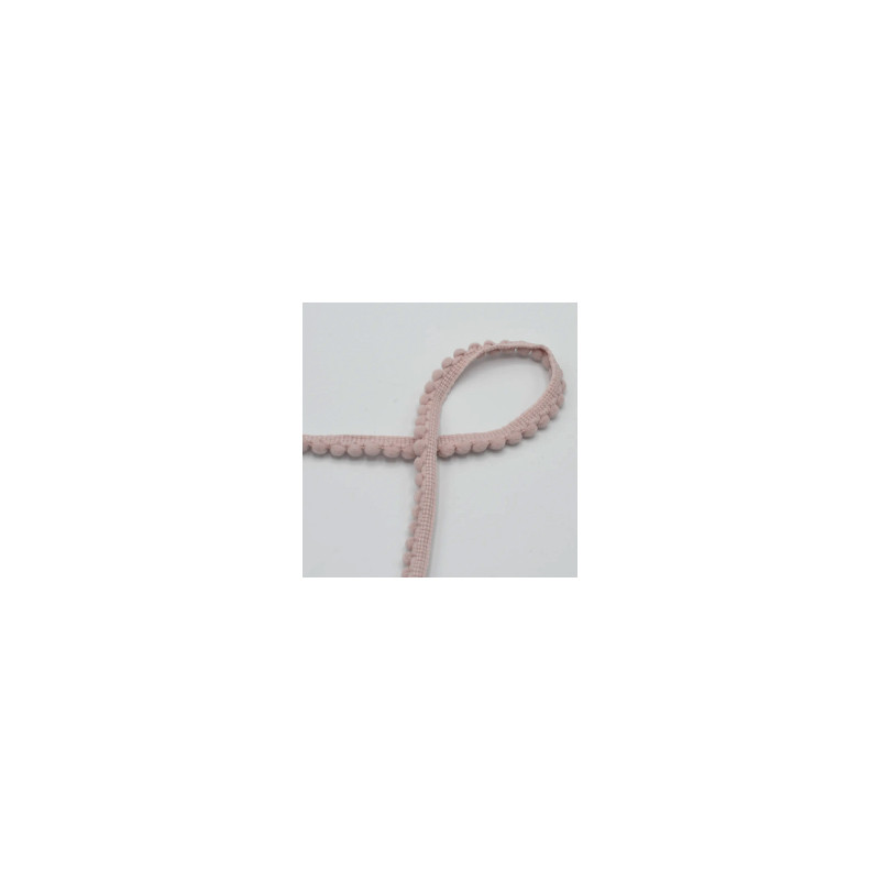 Bordure à pompons - 6 mm rose poudré (qt)
