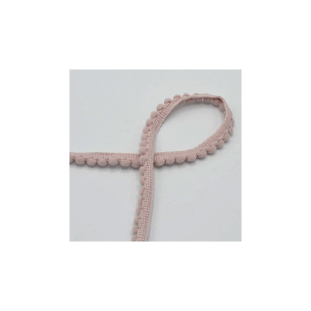 Bordure à pompons - 6 mm rose poudré (qt)