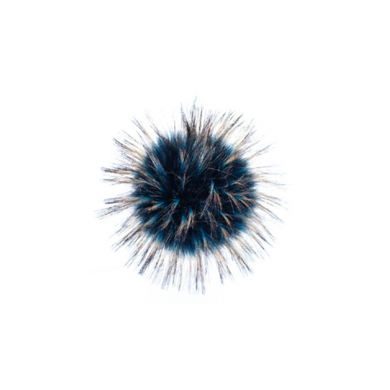 Faux fur pompom - Raccoon dark blue