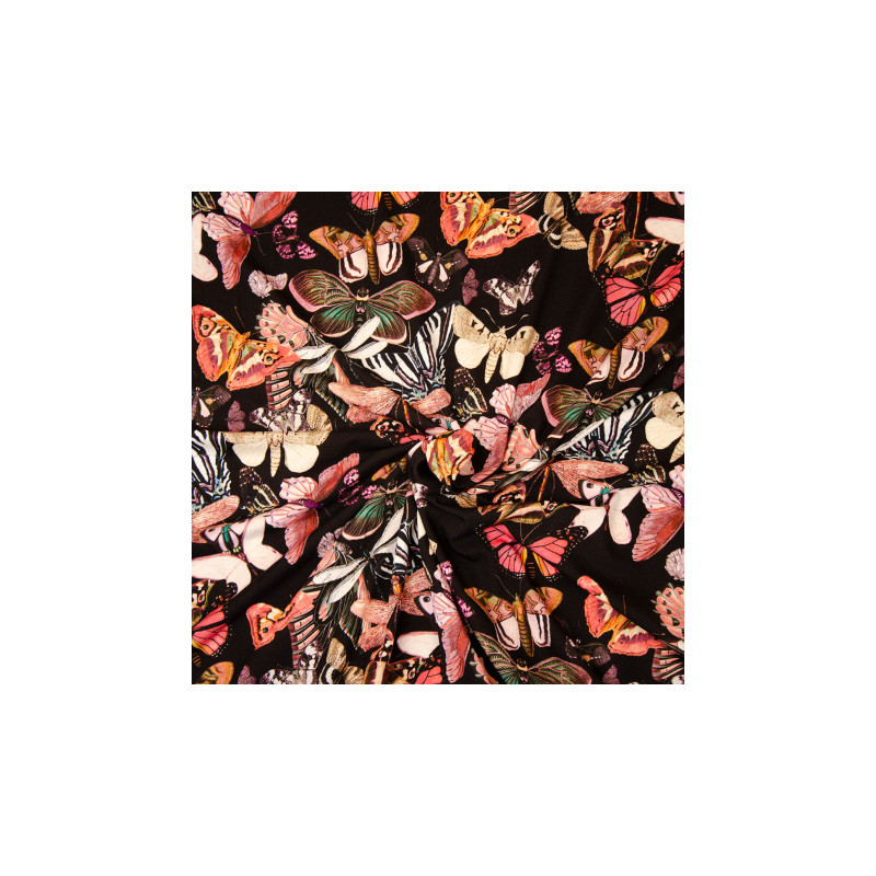 viscose jersey Hilco Martha butterflies and moths black