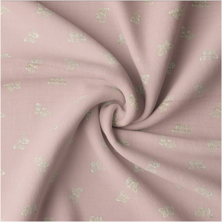 Musselin - Foil Butterflies rosa