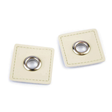 Eyelet patches cream 8mm silver