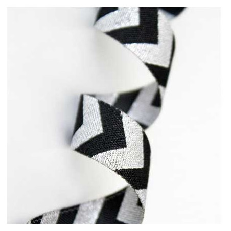 Webbing - Chevron black-silver with glitter thread