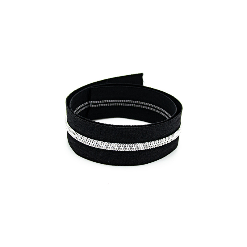 Endless zipper YKK metallic silver 6mm 1m incl. 3 zipper pulls