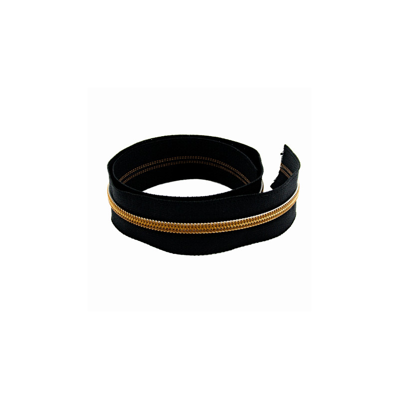 Continuous zipper YKK met. antique brass 6mm 1m incl. 3 zippers