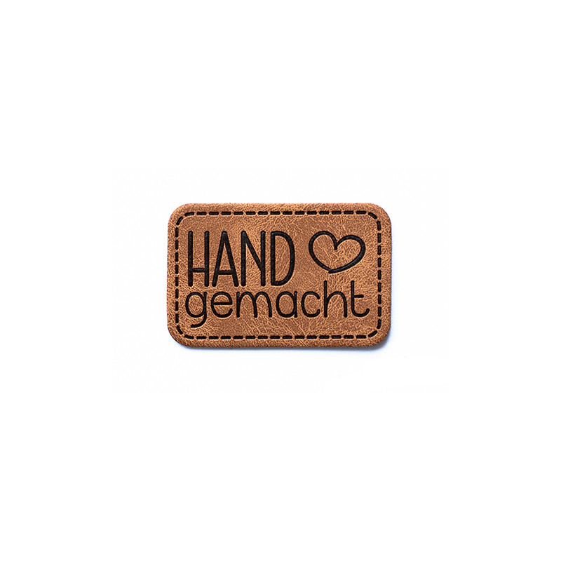 XXL artificial leather label - HANDmade with heart brown XXL artificial leather label - HANDmade with heart brown
