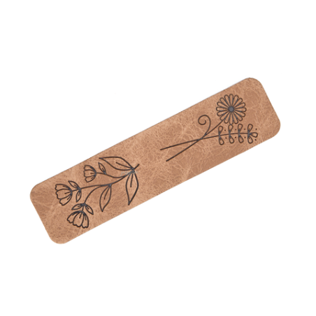 Faux leather label - Flowers foldable