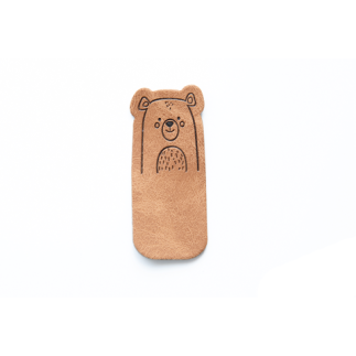 Artificial leather label - foldable Bear brown