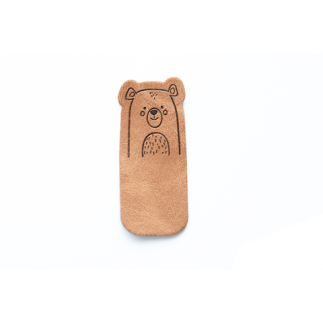 Kunstlederlabel - faltbar Bear braun