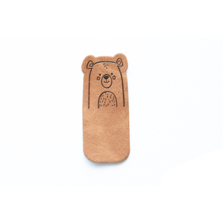 synthetic leather label - foldable Bear brown
