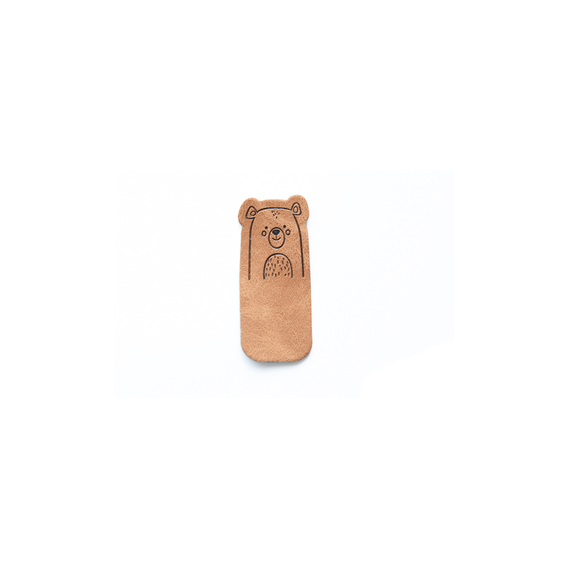 synthetic leather label - foldable Bear brown