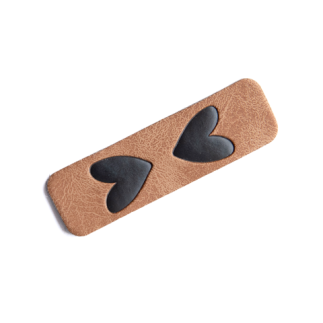 synthetic leather label - foldable heart brown/black
