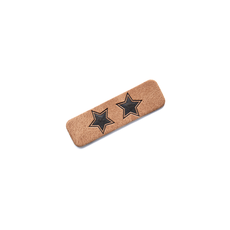 Artificial leather label - foldable star brown/black