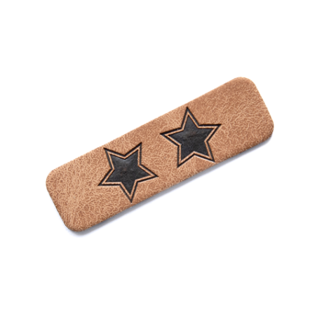 synthetic leather label - foldable star brown/black