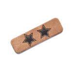 Artificial leather label - foldable star brown/black