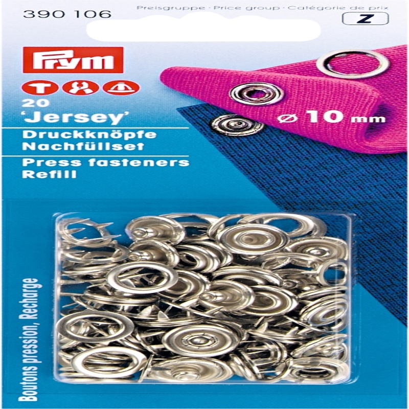 Prym Snap on buttons jersey rings 10mm, refill pack 20 pcs.