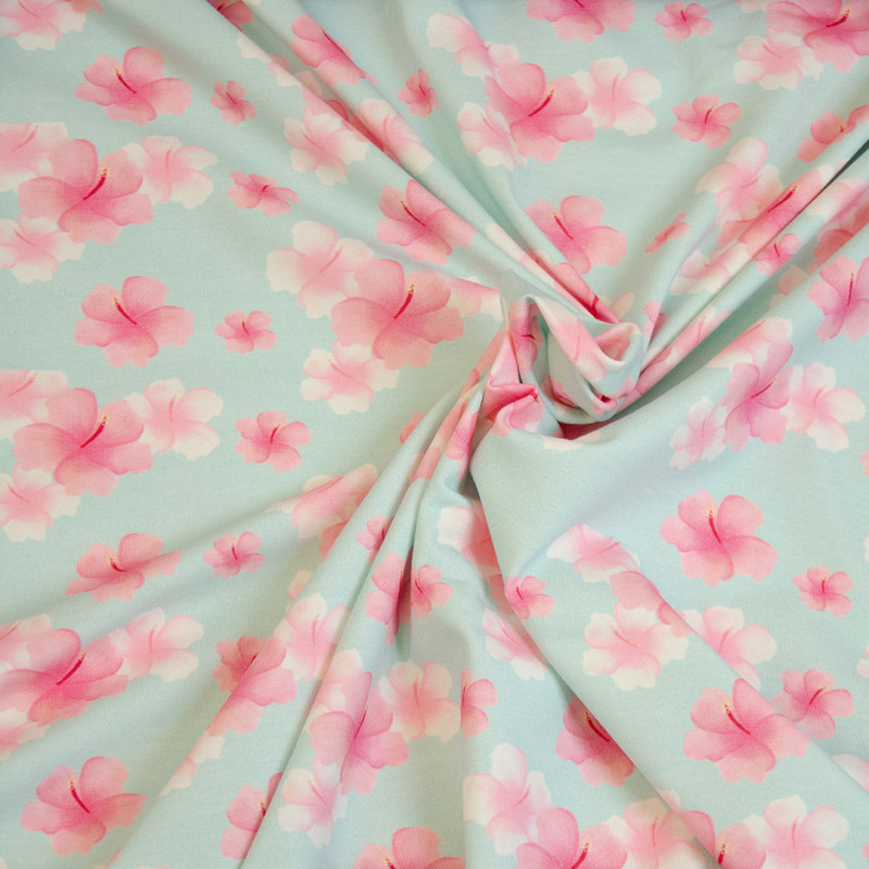 Jersey - Mrs Mint for Hilco Tropical Flower mint