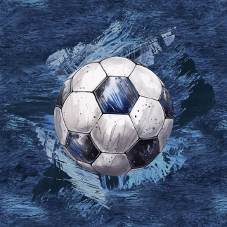 french terry - Football navy 40 x 50 cm