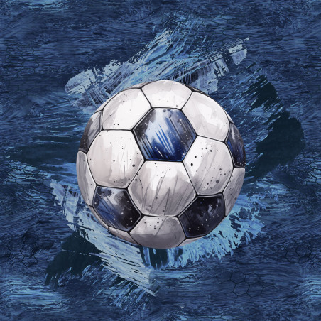 french terry - Football navy 40 x 50 cm