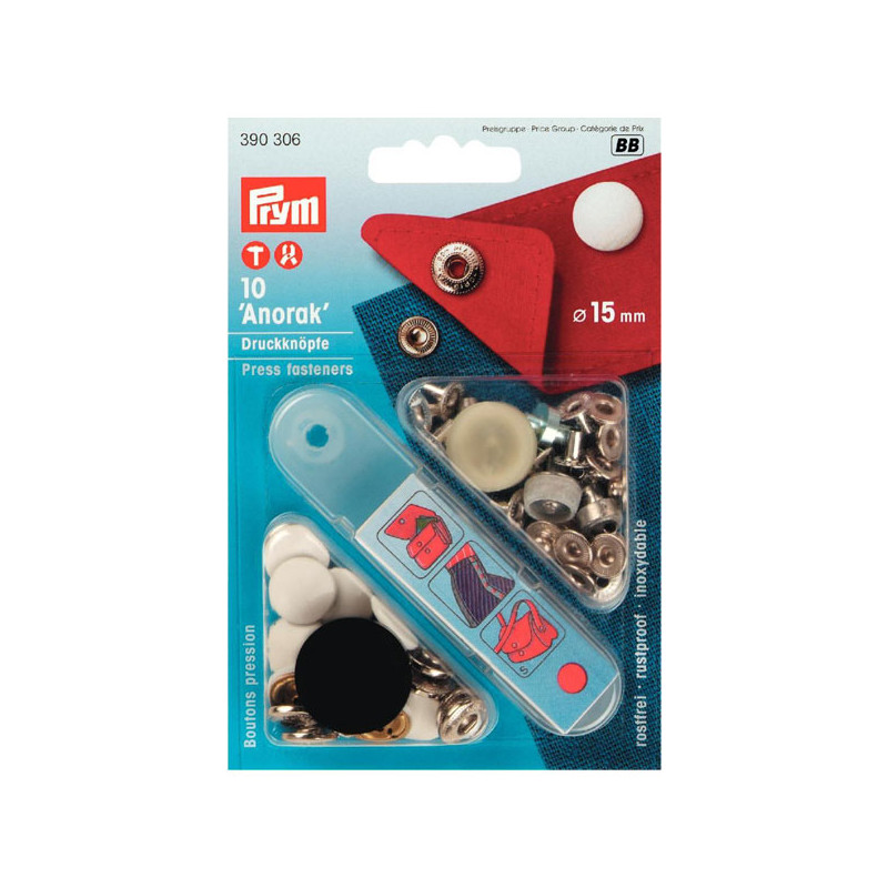 Bouton pression Prym Anorak 15 mm blanc (306)