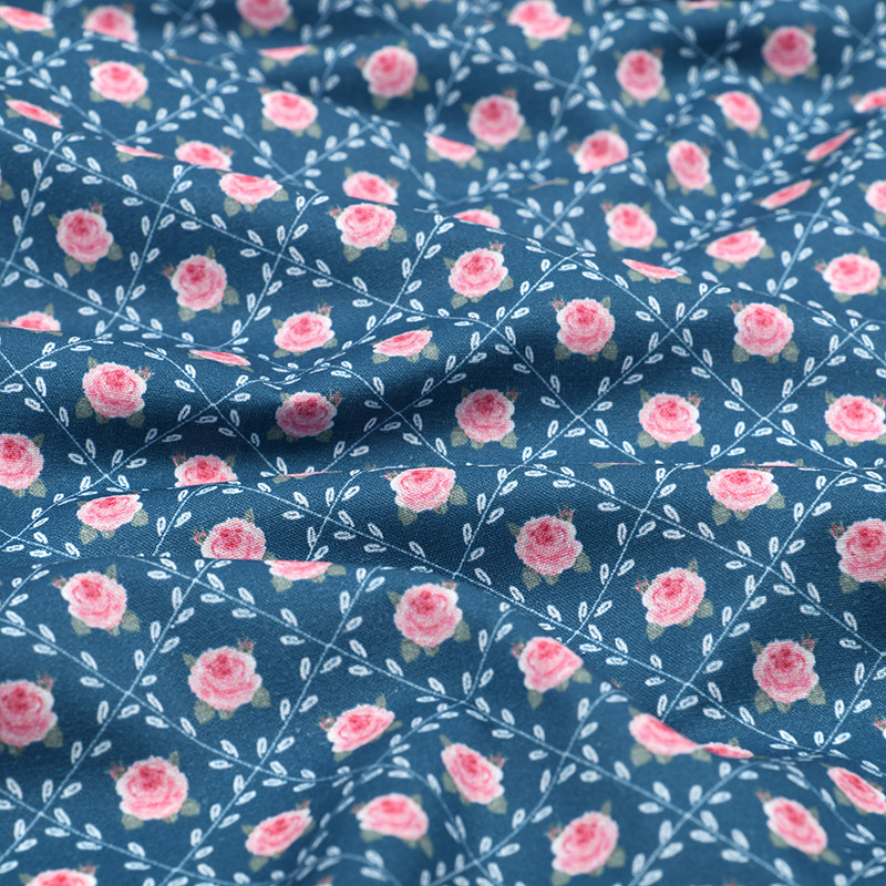 Cotton - Treillis Provence Roses Blue Cotton - Treillis Provence Roses Blue