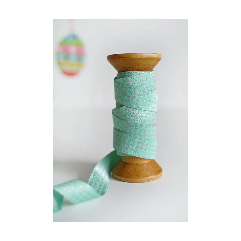 Woven ribbon - Staaars mint-grey