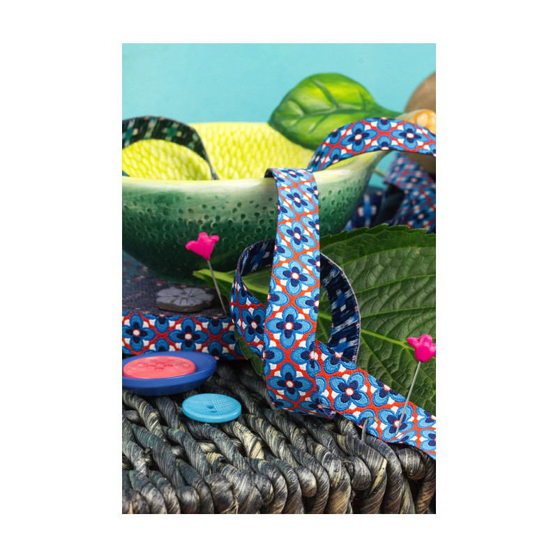 Woven ribbon - Anemona beenie blue