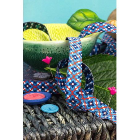 Woven ribbon - Anemona beenie blue