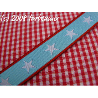Woven ribbon - Sterneband red-light blue